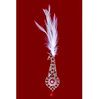 S H A H I T A J Traditional Golden with Red Stone Brooch or Kalangi with Feather for Barati/Groom/Social Occasions Pagdi Safa or Turban (OS828)