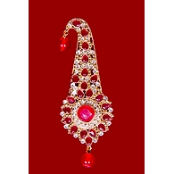 S H A H I T A J Traditional Golden with Red Stone Brooch or Kalangi with Feather for Barati/Groom/Social Occasions Pagdi Safa or Turban (OS828)