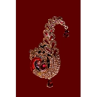 S H A H I T A J Traditional Golden with Red Stone Peacock Brooch or Kalangi with Feather for Barati/Groom/Social Occasions Pagdi Safa or Turban (OS825)