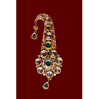 S H A H I T A J Traditional Golden with Green Stone Brooch or Kalangi with Feather for Barati/Groom/Social Occasions Pagdi Safa or Turban (OS824)