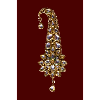 S H A H I T A J Traditional Golden Brooch or Kalangi with Feather for Barati/Groom/Social Occasions Pagdi Safa or Turban (OS823)-1