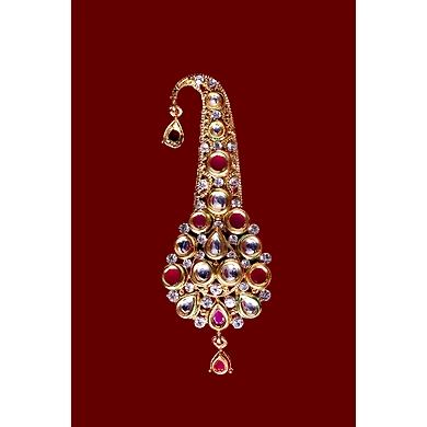 S H A H I T A J Traditional Golden with Pink Stone Brooch or Kalangi with Feather for Barati/Groom/Social Occasions Pagdi Safa or Turban (OS822)-1