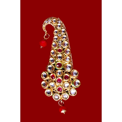 S H A H I T A J Traditional Golden with Pink Stone Brooch or Kalangi with Feather for Barati/Groom/Social Occasions Pagdi Safa or Turban (OS821)-1