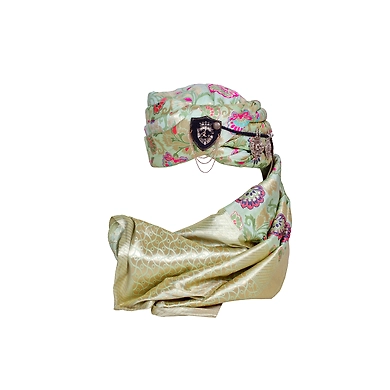 S H A H I T A J Designer Multi-Colored Brocade Unisex Kids and Adults Pagdi Safa or Turban for Fashion Shows &amp; Events (DT836)-ST956_18andHalf