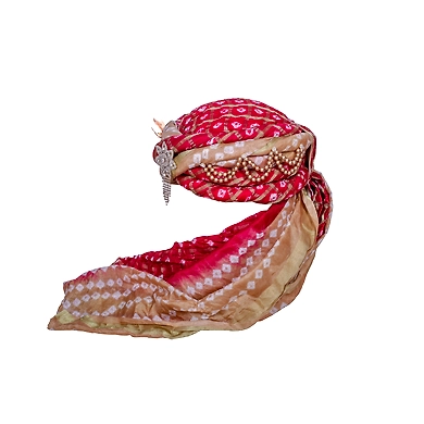 S H A H I T A J Designer Silk Bandhej Kids and Adults Pagdi Safa or Turban for Fashion Shows &amp; Events (DT838)-18-3