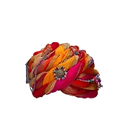 S H A H I T A J Designer Multi-Colored Silk Women Kids and Adults Pagdi Safa or Turban for Fashion Shows & Events (DT843)
