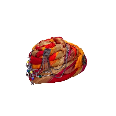 S H A H I T A J Designer Multi-Colored Silk Women Kids and Adults Pagdi Safa or Turban for Fashion Shows &amp; Events (DT843)-18-3