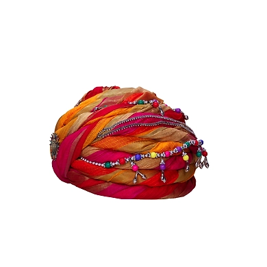 S H A H I T A J Designer Multi-Colored Silk Women Kids and Adults Pagdi Safa or Turban for Fashion Shows &amp; Events (DT843)-18-4