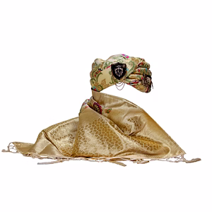 S H A H I T A J Designer Brocade Unisex Kids and Adults Pagdi Safa or Turban for Fashion Shows & Events (DT847)