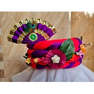 S H A H I T A J Traditional Rajasthani Multi-Colored Silk Vantma or Barmeri Krishna or Ganpati Bhagwan Pagdi Safa or Turban for God's Idol/Kids/Adults (RT860)