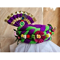 S H A H I T A J Traditional Rajasthani Multi-Colored Silk Vantma or Barmeri Krishna or Ganpati Bhagwan Pagdi Safa or Turban for God's Idol/Kids/Adults (RT862)