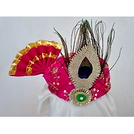 S H A H I T A J Traditional Rajasthani Pink Mock Cloth Krishna Bhagwan Pagdi Safa or Turban for God's Idol/Kids/Adults (RT865)