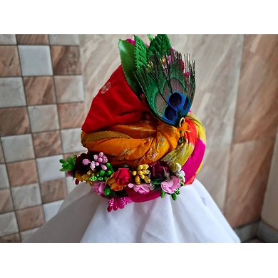 S H A H I T A J Traditional Rajasthani Silk Krishna or Ganpati Bhagwan Pagdi Safa or Turban for God's Idol/Kids/Adults (RT866)-For Miniature God's Idol (3 inches to 16 inches)-4