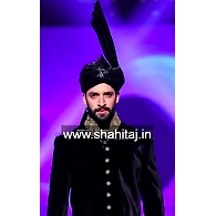 S H A H I T A J Wedding Groom/Dulha Black Silk Pakistani Muslim Kulla/Imaama/Pagdi Safa or Turban for Kids and Adults (RT879)