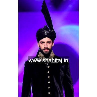S H A H I T A J Wedding Groom/Dulha Black Silk Pakistani Muslim Kulla/Imaama/Pagdi Safa or Turban for Kids and Adults (RT879)-ST999_23