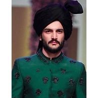 S H A H I T A J Wedding Groom/Dulha Black Silk Pakistani Muslim Kulla/Imaama/Pagdi Safa or Turban for Kids and Adults (RT882)