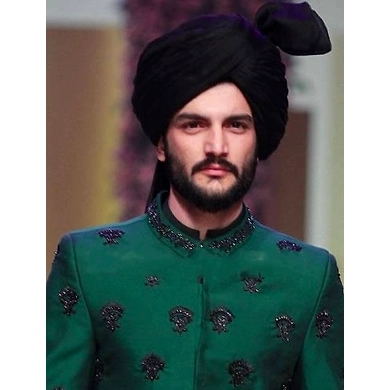 S H A H I T A J Wedding Groom/Dulha Black Silk Pakistani Muslim Kulla/Imaama/Pagdi Safa or Turban for Kids and Adults (RT882)-ST1002_21