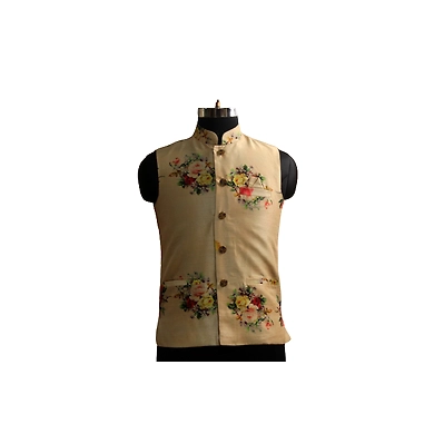 S H A H I T A J Traditional Barati/Groom/Social Occasions Silk Golden Floral Nehru Jacket or Kothi for Adults (MW888)-ST1008_40