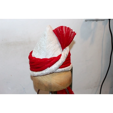 S H A H I T A J Muslim Afghani Wedding Velvet/Silk Red &amp; White Imaama/Kulla Pagdi Safa or Turban for Kids and Adults (RT894)-ST1014_23andHalf