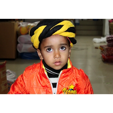 S H A H I T A J Muslim Silk Vantma or Barmeri Yellow &amp; Black Imaama Pagdi Safa or Turban for Kids and Adults (RT896)-ST1016_18