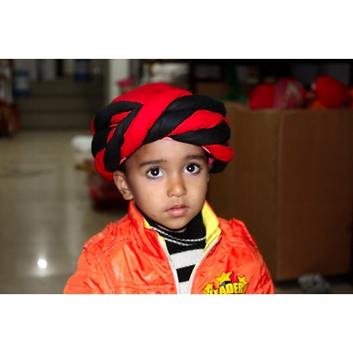 S H A H I T A J Muslim Silk Vantma or Barmeri Black &amp; Red Imaama Pagdi Safa or Turban for Kids and Adults (RT898)-ST1018_19andHalf