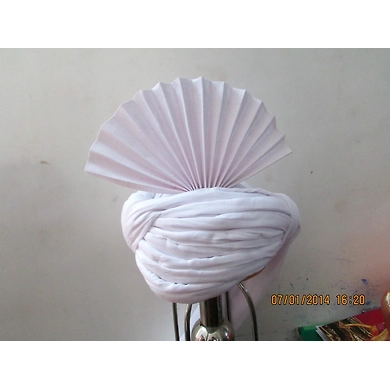 S H A H I T A J Pakistani Kulla Muslim Weddings or Social Occasions White Cotton Pagdi Safa or Turban for Kids and Adults (RT904)-18-3
