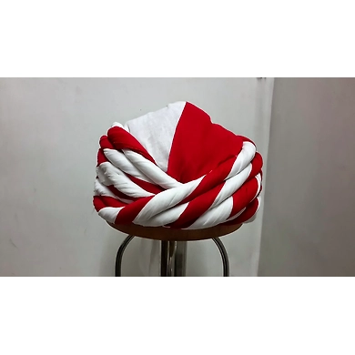 S H A H I T A J Muslim Vantma or Barmeri Social Occasions Red &amp; White Cotton Pagdi Safa Imaama or Turban for Kids and Adults (RT909)-ST1029_19andHalf