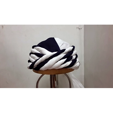S H A H I T A J Muslim Vantma or Barmeri Social Occasions Black &amp; White Cotton Pagdi Safa Imaama or Turban for Kids and Adults (RT910)-ST1030_19andHalf