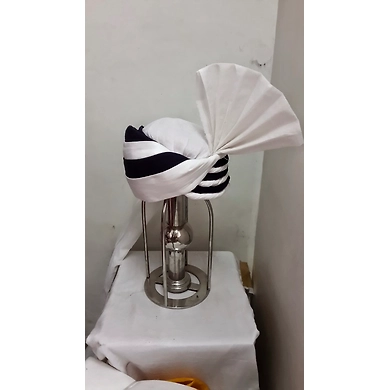 S H A H I T A J Pakistani Muslim Wedding or Social Occasions Black &amp; White Kulla Pagdi Safa or Turban for Kids and Adults (RT913)-ST1033_21