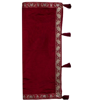 S H A H I T A J Traditional Rajasthani Wedding Maroon Silk Stall/Dupatta/Shawl for Groom or Dulha (DS553)-Free Size-1