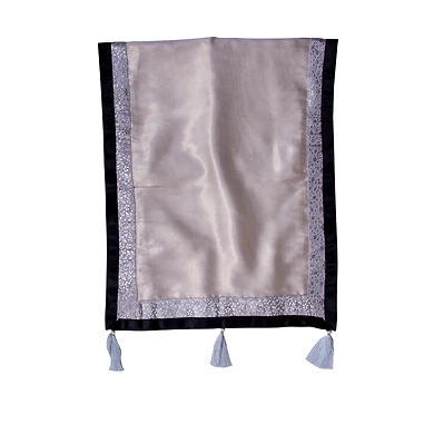 S H A H I T A J Traditional Rajasthani Wedding Silver Silk Stole/Dupatta/Shawl for Groom or Dulha (DS926)-ST1046