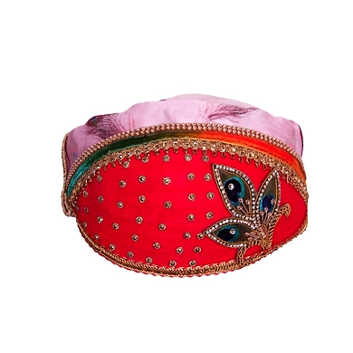 S H A H I T A J Traditional Rajasthani Multi-Colored Cotton &amp; Silk Mewadi Krishna Bhagwan Pagdi or Turban for God's Idol/Kids/Adults (MT927)-ST1047_Mini