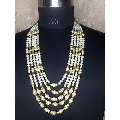 S H A H I T A J Designer White Mala/Kanthla for Weddings/Groom Dress or Sherwani (OS930)-ST1050