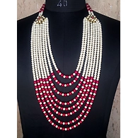 S H A H I T A J Designer Mala/Kanthla Red with White for Weddings/Groom Dress or Sherwani (OS933)