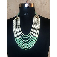 S H A H I T A J Designer Mala/Kanthla Light Green with White for Weddings/Groom Dress or Sherwani (OS935)