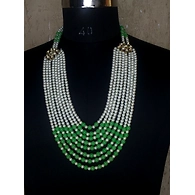 S H A H I T A J Designer Mala/Kanthla Green with White for Weddings/Groom Dress or Sherwani (OS938)