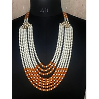 S H A H I T A J Designer Mala/Kanthla Orange with White for Weddings/Groom Dress or Sherwani (OS939)
