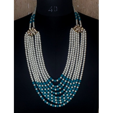 S H A H I T A J Designer Mala/Kanthla Firozi with White for Weddings/Groom Dress or Sherwani (OS940)-ST1060