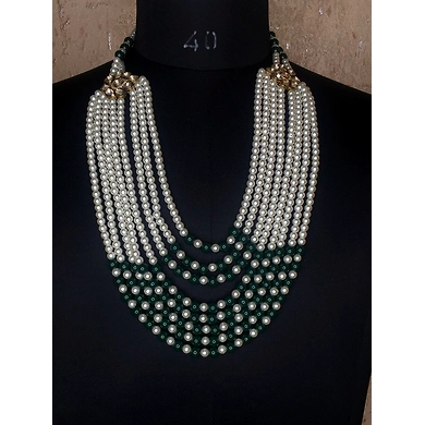 S H A H I T A J Designer Mala/Kanthla Green with White for Weddings/Groom Dress or Sherwani (OS941)-ST1061