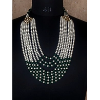 S H A H I T A J Designer Mala/Kanthla Green with White for Weddings/Groom Dress or Sherwani (OS941)
