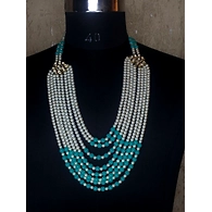 S H A H I T A J Designer Mala/Kanthla Aqua Blue with White for Weddings/Groom Dress or Sherwani (OS942)