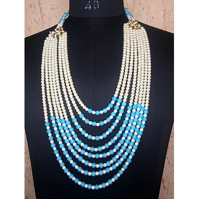 S H A H I T A J Designer Mala/Kanthla Turquoise with White for Weddings/Groom Dress or Sherwani (OS943)-ST1063