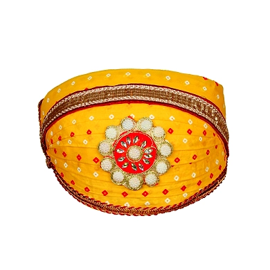 S H A H I T A J Traditional Rajasthani Cotton Yellow Bandhej Mewadi Pagdi or Turban for Kids and Adults (MT946)-ST1066_23