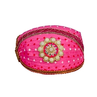 S H A H I T A J Traditional Rajasthani Cotton Pink Bandhej Mewadi Pagdi or Turban for Kids and Adults (MT949)