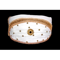 S H A H I T A J Traditional Rajasthani Cotton White Mewadi Bohra Pagdi or Turban for Kids and Adults (MT950)