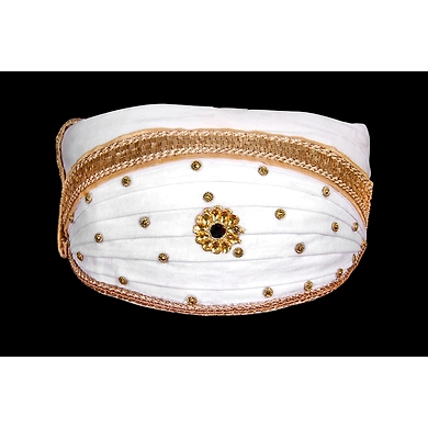 S H A H I T A J Traditional Rajasthani Cotton White Mewadi Bohra Pagdi or Turban for Kids and Adults (MT950)-ST1070_23