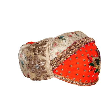 S H A H I T A J Traditional Rajasthani Cotton with Silk Mewadi Barati Multi-Colored Pagdi or Turban for Kids and Adults (MT952)-18-3