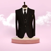 S H A H I T A J Traditional Barati/Groom/Social Occasions Black Self-Design Slim Fit 5-Piece (MW954)
