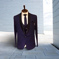 S H A H I T A J Traditional Barati/Groom/Social Occasions Blue Self-Design Slim Fit 5-Piece Suit (MW955)