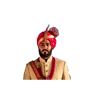 S H A H I T A J Traditional Rajasthani Wedding Udaipuri Rani or Magenta Checkered Silk Pagdi Safa or Turban for Groom or Dulha (CT254)